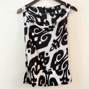 White House Black Market Abstract Print Cowl Scoop Neck Sleeveless Top Small